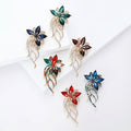 Large Crystal Flower Brooch With Long Ribbon Trails in Six Colors view 1