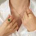 Padlock Pendant Necklace Star Crystal Gold Steel Tones view 4