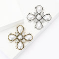 Baroque Pearl Cross Brooch Star Accents Gold Silver view 1