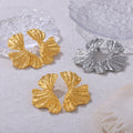 Textured Ginkgo Leaf Stud Earrings Gold and Steel Finish view 2