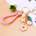 Mixed Floral Clover Leaf and Daisy Charm Keychains with Wrist Loops view 6