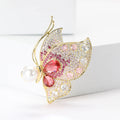 Crystal Butterfly Brooch with Pearl Accent in Two Colors view 2