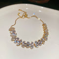 Gold Tone Crystal Flower Leaf Slider Bracelet 2 Colors view 6
