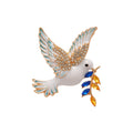 White Enamel Dove Brooch With Crystal Wing And Branch view 5