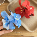 Fabric Orchid Flower Duckbill Hair Clips Blue Red Single view 2