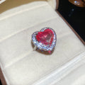 Silver Tone Crystal Heart Open Ring Pink Purple 2 Colors view 6