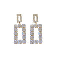 Silver Tone Crystal Open Rectangle Drop Earrings Jewelry view 5