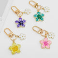 Enamel Flower Charm Keychain with Mini Flower Accent view 1