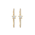 Crystal Star Double Hoop Earrings in Gold and Silver Tones view 5