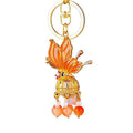 Illuminated Orange Plume Keychain With Pearl and Bead Tassels view 5