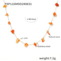 Gold Chain Orange Natural Stone Chip Necklace And Bracelet view 6