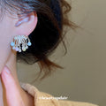 Pastel Bead and Crystal Fountain Cluster Stud Earrings view 4