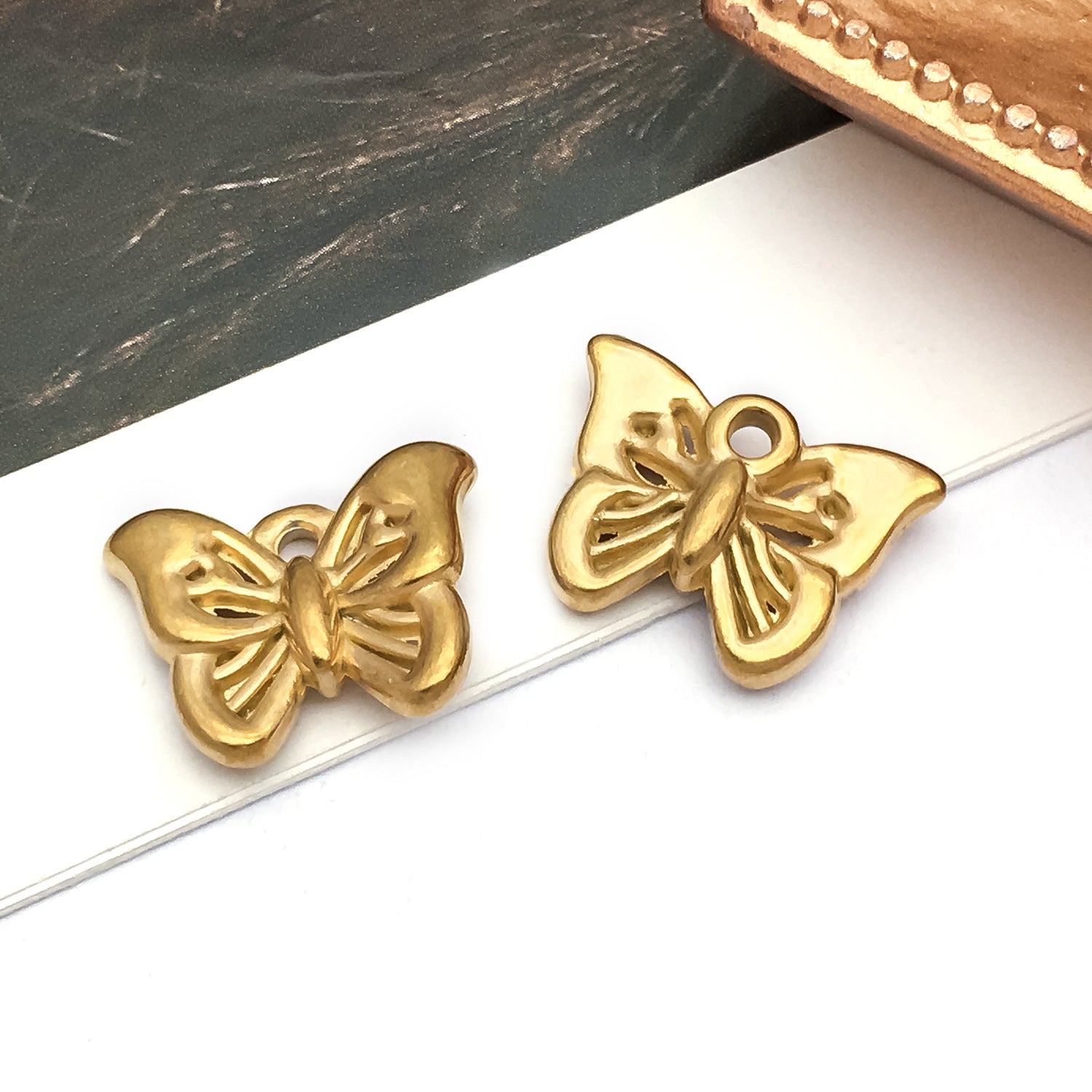 Stainless Steel Bee Butterfly Insect Charm Pendant for DIY Necklace Earrings Keychain