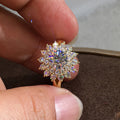 Round Floral Clear Stone Cluster Ring In Gold And Silver Tones view 6