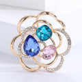 Rose Gold Openwork Flower Brooch Multicolor Crystal Pin view 3