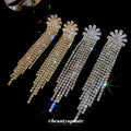 Crystal Dome Chain Fringe Statement Drop Earrings For Women view 3