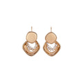Gold Tone Geometric Drop Earrings With Pale Stone Centers view 5