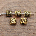 Antique Gold Engraved Square Small Jewelry Spacer Bead view 2