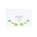 Green Heart Daisy Yellow Dot Stud Earring Set Three Pairs view 5