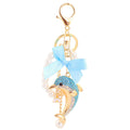 Rhinestone Dolphin Keychain With Ribbon Bow and Pearl-Look Beads view 5