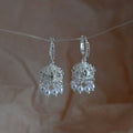 Crystal Bell Drop Huggie Earrings With Pearl Fringe view 6