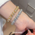 Gold Oval Rhinestone Stretch Bracelet Geometric Crystal Band view 3