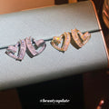 Open Heart Crystal Stud Earrings in Gold and Silver Tone view 4