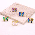 Gold Tone Faceted Crystal Butterfly Adjustable Rings in Five Colors view 3