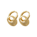 Pair of Metal Tone Gold Tone Sculpted Oval Drop Hoop Earrings view 5