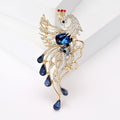 Crystal Phoenix Brooch in Purple Green or Blue Dangle Pin view 2
