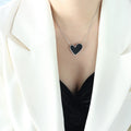 Black Heart Pendant Necklace Fine Steel Snake Chain view 6