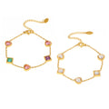 Heart And Square Zircon Station Bracelets Gold Or Steel view 5