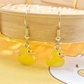 Yellow Duck Drop Earrings with Gold Tone Fishhook Ear Wires view 2