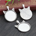 Cat Head Round Cabochon Pendant Trays in Six Finishes view 4