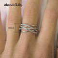Silver Tone Crisscross Multi Band Ring With Clear Stones view 4