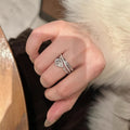 Silver Multilayer Teardrop CZ Pavé Wrap Style Ring view 2