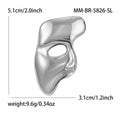 Abstract Half Mask Brooch in Polished Metal for Jackets and Scarves view 6