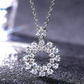 Silver Tone Open Floral Wreath Pendant Necklace With Polished Clear Stone Detail view 2