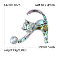Abalone Shell Cat Brooch with Round Faux Pearl Drop view 5