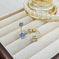 Gold Dual Wear Round Crystal Jacket Stud Earrings Set view 6