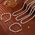 White Pink Sea Shell Bead Necklace And Bracelet Gold Spacers view 2
