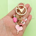 Flower Charm Keychains Featuring Red Heart Across 35 Pictured Variations view 1