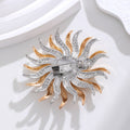 Gold Tone Sunflower Crystal Metal Brooch Pin 5.5 cm view 3