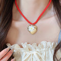 Colorful Woven Cord Necklaces with Heart and Sun Charms view 3