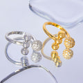 Open Ball Ring With Pave Sphere And Beads Gold Or Steel view 4