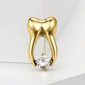 Tooth Outline Brooch with Dangling Clear Stone Decorative Lapel Pin view 2