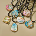 Black Cord Adjustable Enamel Seashell Pendant Necklace view 4
