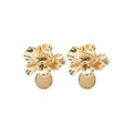 Gold and Silver Sculptural Flower Oval Drop Stud Earrings view 5