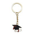 Enamel Graduation Cap Diploma Keychain Gold Ring Chain view 5