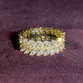 Triple-Row Marquise Leaf Eternity Ring In Gold And Silver Tones view 5